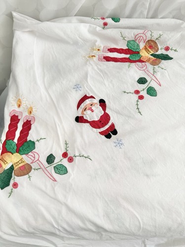 Vtg 50s white hand embroidered - vtg,