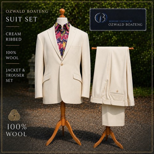 Ozwald boateng cream pinstripe - ozwald,