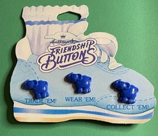 3-1980's HALLMARK FRIENDSHIP BLUE PLASTIC SHANK BUTTONS ELOISE ELEPHANT NOS CARD