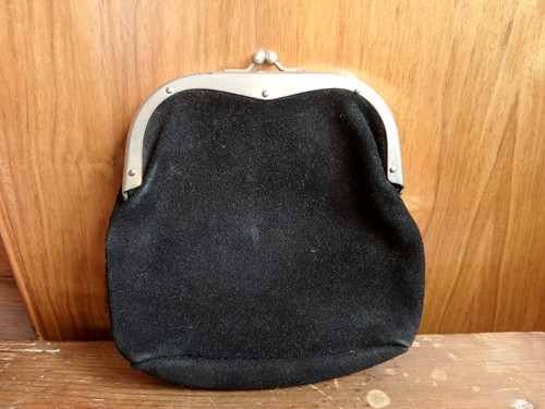 Large vintage black - suede, coin