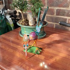 Painted Recycled Metal Rooster Sculpture Scissors, Tin Opener, Spoon, Screws etc