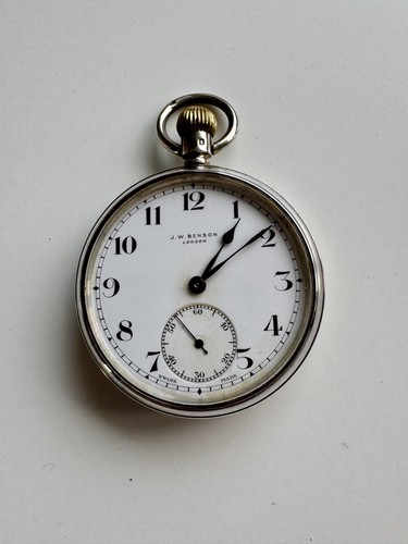 Mens silver pocket watch - -, jw