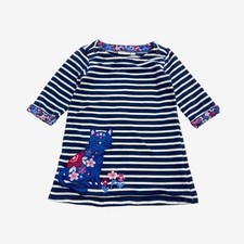 Jojo Maman Bebe, Blue And White Stripe Kitten Dress, 18-24 Months 103865/1
