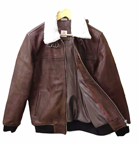 Men brown leather bomber - men's,