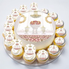 Royal Palace Gold Chandelier Personalised Edible Print Cake Cupcake Toppers
