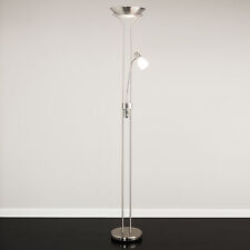 Floor Lamp Mother and Child Satin Silver Uplighter and Adjustable Reading Light