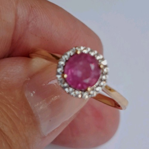 Pink sapphire ring - pink, 9ct