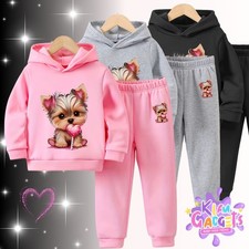 NEW GIRLS OUTFIT HOODED TOP, BOTTOM JOG SUIT 3-10 Yr TRACKSUIT SETS CLOTHES 2PC