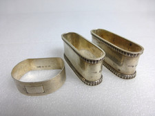 Sterling Silver Napkin Rings Bundle of 3 (86 grams altogether)