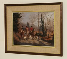 RONALD MOSELEY (b.1931) Original Hunting Oil Painting of Huntsmen & Fox Hounds