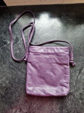 Osprey Leather Cross Body Shoulder Bag Patterned Lining Purple 9" High 8" Wide