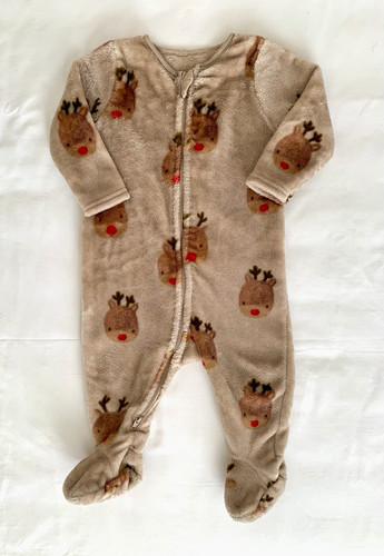 Nutmeg beige fleece reindeer - fleece,