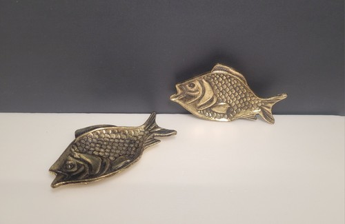 Vintage brass fish pair coin - vintage,