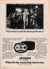 Jensen - Quadrax Car Speakers  - Original Magazine Ad - 1982
