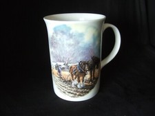English Bone China Mug with Shire Horses Design