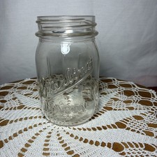 Sterling Mason Clear Glass Ribbed Pint Canning Fruit Jar - Vintage Hard To Find