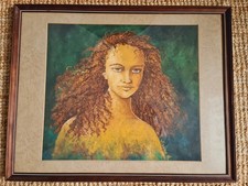 Rare painting by Vilasnée Haotin with Title "La Belle Metisse" Signed by Artist 