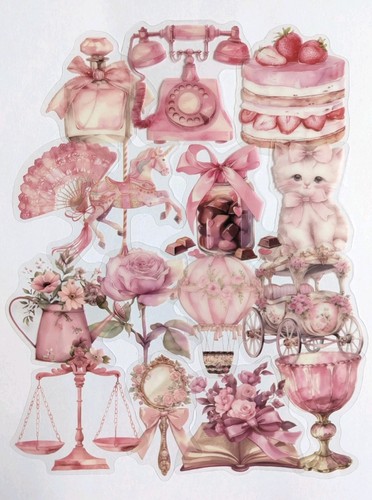 Vintage style pink stickers - style,