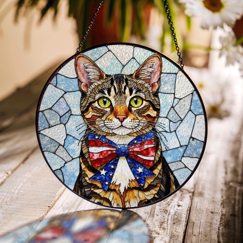 Patriotic tabby cat - , with