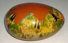 Hand Painted Paper Mache Dresser Pin Jewelry Trinket Box Woodland Creatures Deer
