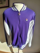 Vgc Fila Classic Zip Track Top White Line Unusal Purple Colour XL Vintage Style