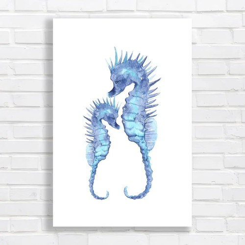 Mystical blue seahorse canvas - mystical,