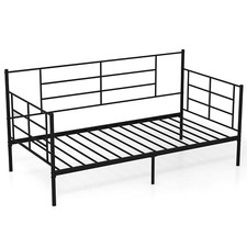 COSTWAY Single Size Daybed 2-in-1 Sofa Bed Single Platform Bed w/ Arms & Back