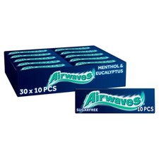 Airwaves Menthol  & Eucalyptus Sugarfree Chewing Gum with  30 Packs of 10 Pcs