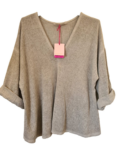 Italian washed linen top - washed, v