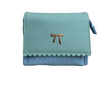 Danielle Creations Teal Green Blue Clutch Bag Gold Bow Small Ladies Make Up