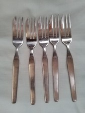 VINERS PROFILE 5 CAKE FORKS cm PASTRY VINTAGE INTERNATIONAL CUTLERY 1970's 