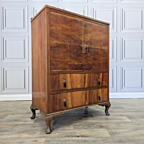 Antique walnut linen cabinet - linen,