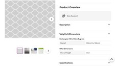 Vinyl Rug Home Bathroom Kitchen 133x100cm Hartnell RRP£122.99