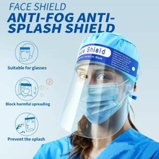 FULL FACE SHIELD  COVERING ANTI-FOG CLEAR GLASSES SAFETY PROTECTION VISOR GUARD