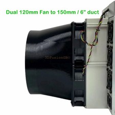Antminer S19 S21 Shroud 6" – Dual 120mm Fan to 150mm Duct ASIC Miner Cooling