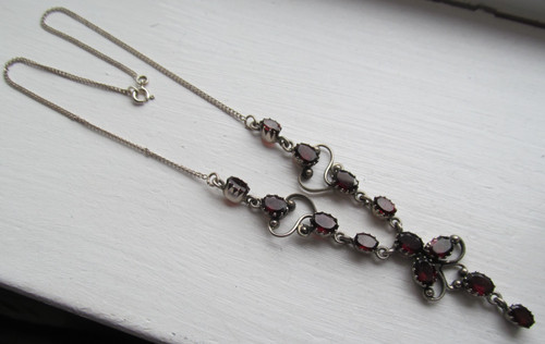 Silver garnet necklace 5 - garnet,