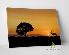 Deer Stag Sunset Canvas Art
