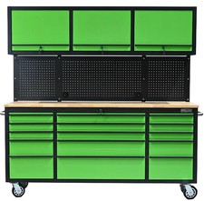 72″ Large Steel Tool Chest Garage Box With Upper Cabinets 15 Drawers Mechanic's