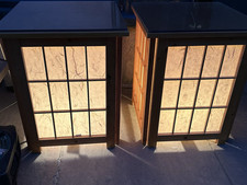 Retro Table Lamp Lantern Style Pine Acrylic Protector Top Switch On Wire