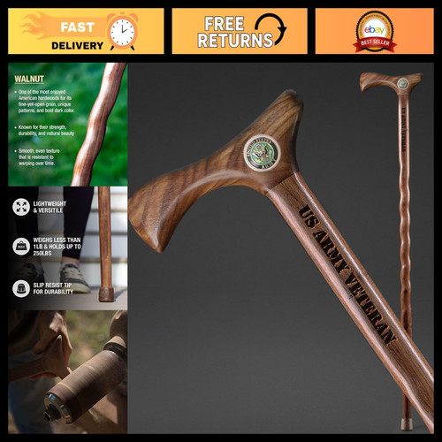 Handcrafted walnut walking - handcrafted, 37"