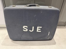 Blue vintage antler suitcase - blue,