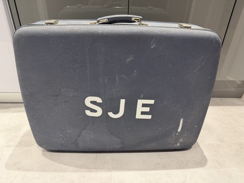 Blue vintage antler suitcase - blue,