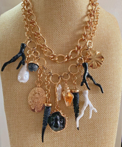 Zara layered charm necklace - ,