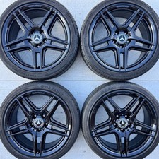 Set Genuine Mercedes C-Class 18" BLACK Alloy Wheels 225 255 Tyres Staggered w204