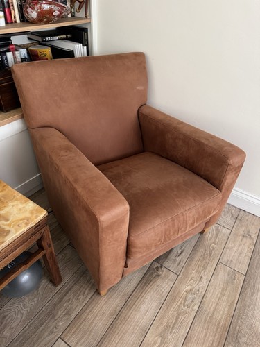 Brown suede leather - brown, armchair
