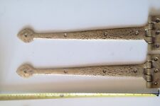 Pair of Vintage Brass Spear head Tee hinges for Door or Gate approx 18 inch