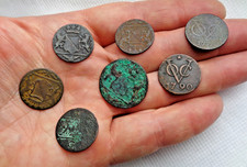 GENUINE SET SEVEN 18TH CENTURY DUTCH EAST INDIA COMPANY COINS / DUITS SHIPWRECK?