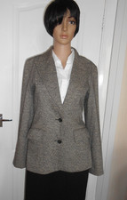 H&M Women's Grey/Black Tweed Fitted Lined Jacket with Deep Pockets Size 38(12)