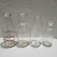 Vintage Glass Milk Dairy Bottles Lot Of 4 MD WV VA Antique EUC 