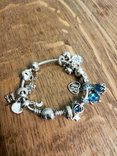 Pandora Charm Bracelet With 13 Charms Bangle Harry Potter Etc Cat Turtle 